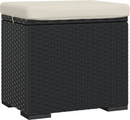 vidaXL - Hocker - met - kussen - 40x30x40 - cm - poly - rattan - zwart