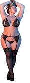 Magic Silk - Peek-a-Boo Beha, Jarretel en G-String Set - L/XL - Zwart