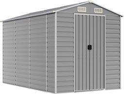 vidaXL - Tuinschuur - 191x300x198 - cm - gegalvaniseerd - staal - lichtgrijs