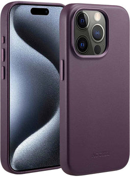 Accezz iPhone 15 Pro - MagSafe Leather Backcover - Echt leer - Paars