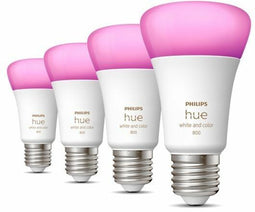 Philips Hue White en Color Ambiance E27 - Slimme LED-lampen 800 lumen - Bluetooth (4-pack)