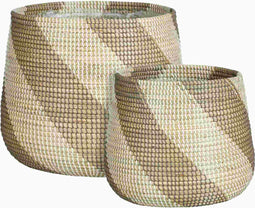 Mica Decorations Mand Alice - 45x45x39 cm - Zeegras - Donker Grijs - Set van 2