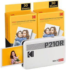 Kodak Mini 2 Retro - Draagbare fotoprinter - 4PASS-technologie - Wit + 60 Sheets Bundle