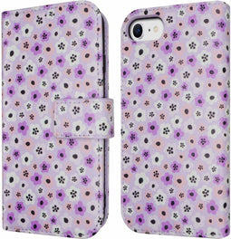 iMoshion Hoesje Geschikt voor iPhone SE (2022) / SE (2020) / 8 / 7 / 6s / 6 Hoesje Met Pasjeshouder - iMoshion Design Bookcase smartphone - Meerkleurig / Purple Flowers