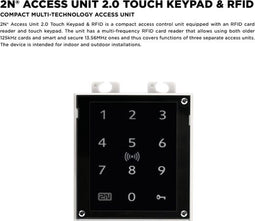 2N Access Unit 2.0 - Touch Keypad, Bluetooth, RFID - 125kHz & Secured NFC 13.56Mhz 9160347-S geschikt voor inbouw in 2N deurintercoms