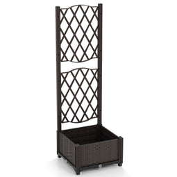 Coast Plantenbak met Klimrek - Tuinbak met Zelfbewateringssysteem - Bruin - 40 x 40 x 122 cm