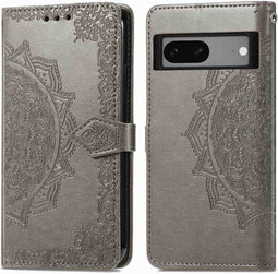 iMoshion Hoesje Geschikt voor Google Pixel 7 Hoesje Met Pasjeshouder - iMoshion Mandala Bookcase - Grijs