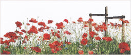 Thea Gouverneur - Borduurpakket met telpatroon - 546A - Voorgesorteerde DMC Garens - Klaprozen - Aida - 55 cm x 22 cm - DIY Kit