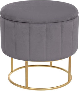 Eazy Living Velvet Poef Roche Ø39 cm - Grijs