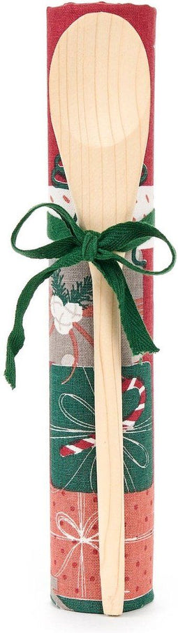 Theedoek met pollepel cadeau set - kerst - nuvole di stoffa Rood met cadeautjes