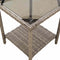vidaXL - Tuinbank - met - tafel - en - kussens - L-vormig - poly - rattan - grijs
