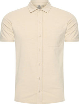 Mario Russo Korte Mouwen Overhemd - Polo Shirt Heren - Luchtdoorlatend - Beige