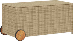 vidaXL - Tuinbox - met - wielen - 190 - L - poly - rattan - gemengd - beige