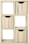 5Five Boekenkast 6-Vaks + 3 lades 60x29,5x95cm - Naturel