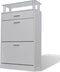 vidaXL - Schoenenkast - met - lade - en - glazen - schap - wit - hout