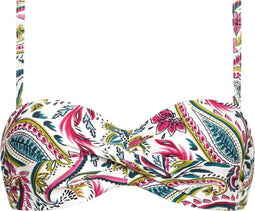 Cyell Wajang Floral - Bikinitop Bandeau Voorgevormd met Beugel Dames - Wit/Paars/Groen