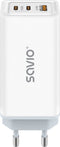 Savio LA-07 adowarka Sieciowa GaN 65W Biaa Hoofdtelefoons, Headset, Tablet, Telefoon, Horloge Wit AC Buiten