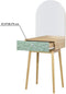 DREATTE TAFEL 1 LADE 1 MIROR - CHENE EN GROEN Decor - Massieve houten voeten - L 50 x D 40 x H 135 cm - Gardenia