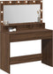 vidaXL - Make-up - Tafel - met - LED - Verlichting - in - Bruin - Eiken - - - 100 - x - 41 - x - 135 - cm