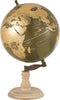 J-Line wereldbol op voet - hout - kaki/goud - large