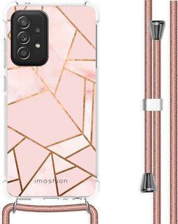 iMoshion Hoesje Geschikt voor Samsung Galaxy A52 (4G) / A52s / A52 (5G) Hoesje Met Koord - iMoshion Design Hoesje met Koord - Goud / Roze / Pink Graphic