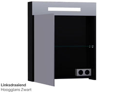 Brauer Double Face 60 - Spiegelkast - Hoogglans Zwart - 60 cm - Linksdraaiend