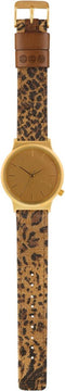 Komono Wizard Print Leopard KOM-W1802 - Horloge - 36 mm - Leer - Bruin