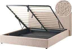 LAVAUR - Bed met opbergruimte - Taupe - 180 x 200 cm - Bouclé