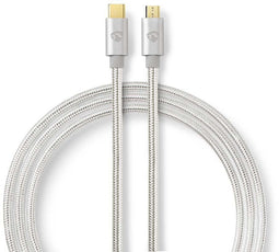 Nedis CCTB60650AL20 - USB 2.0 micro naar USB type-C kabel - 200 cm - Aluminium