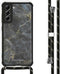 iMoshion Hoesje Geschikt voor Samsung Galaxy S21 FE Hoesje Met Koord - iMoshion Design Hoesje met Koord - Zwart / Black Marble