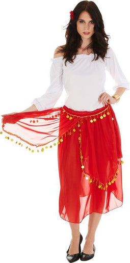 Dressforfun gypsy vrouwenkostuum XXL - verkleedkleding met edelstenen - inclusief haarbloem