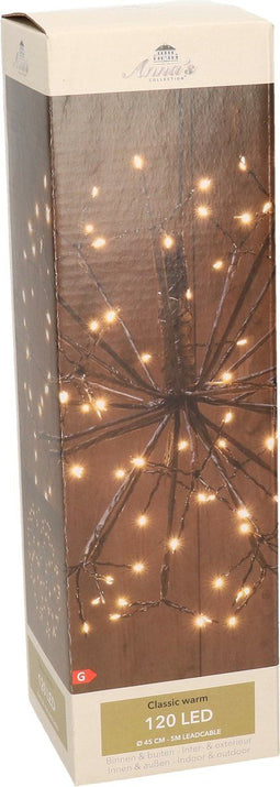 Verlichte bol - lichtbol - zwart - warm wit licht - 45 cm - vuurwerk bollen