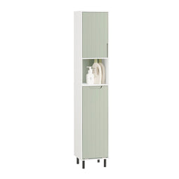 SoBuy BZR137-GR - Hoge Badkamerkast - Uitklapbare Wasmand - Groen - 31 x 30 x 167 cm
