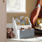 SoBuy KMB17-HG - Kinderboekenkast - 3 Opbergvakken Uitneembare Speelgoedkist - Wit/Grijs 63x70x30 cm