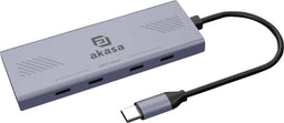 Akasa 10Gbps USB Type-C 4 Port Hub USB-C (USB 3.2 Gen 2) multiport hub 4 poorten Met USB-C stekker Aluminium (geëloxeer