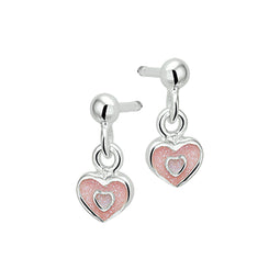 Yep! oorhangers hart - 925 Zilver - Roze emaille - 14 mm