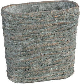 PTMD Yutto Grey Cement Pot Oval Jute Pattern M