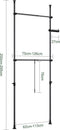 SoBuy FRG109-II-SCH - Telescoop Kledingrek - Verstelbaar B(75–126) × H(200–295) cm - Zwart