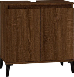 vidaXL - Wastafelkast - 58x33x60 - cm - bewerkt - hout - bruin - eikenkleur