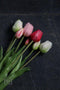Tulpen boeket - roze / creme - 47cm - gemengd boeket - tulp - voorjaar - tulpenboeket - voorjaar decoratie - kunst tulpen - nep tulpen