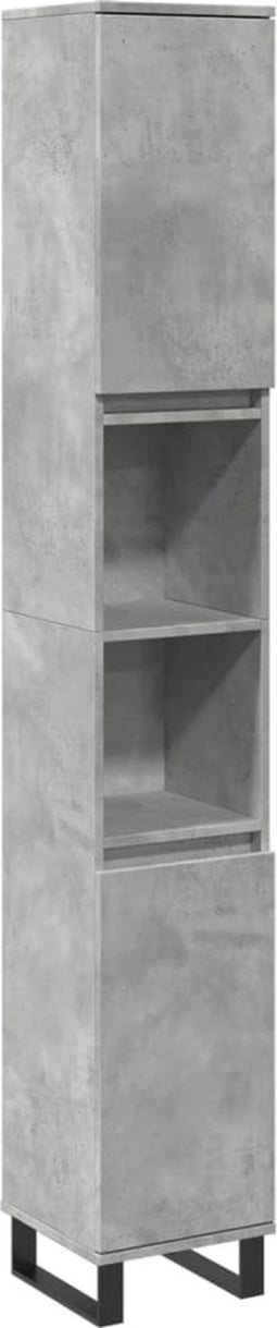 vidaXL - Badkamerkast - 30x30x190 - cm - bewerkt - hout - betongrijs