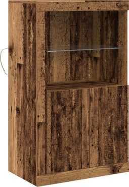 vidaXL - Dressoir - met - LED - Verlichting - Oud - Hout - 60,5x37x100 - cm