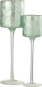J-Line Theelicht Houder Boom Op Voet Glas Groen/Zilver Large