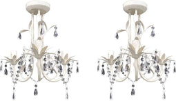vidaXL - Kroonluchters - kristal - 2 - st - elegant - wit