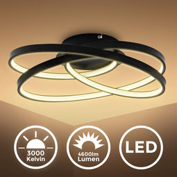 B.K.Licht - LED Plafonniére - 39.5 cm - 4600 lumen - warm wit licht 3000 K - zwart