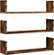 vidaXL - Wandschappen - 3 - st - 80x18x18 - cm - bewerkt - hout - gerookt - eikenkleurig