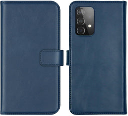 Selencia Galaxy A52(s) - Echt Lederen Bookcase - 3 Pashouders - Blauw