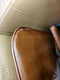 vidaXL Fauteuil met voetensteun echt leer en canvas bruin