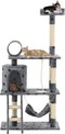vidaXL - Kattenkrabpaal - met - sisal - krabpalen - 140 - cm - pootafdrukken - grijs