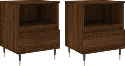 vidaXL - Nachtkastjes - 2 - st - 40x35x50 - cm - bewerkt - hout - bruin - eikenkleur